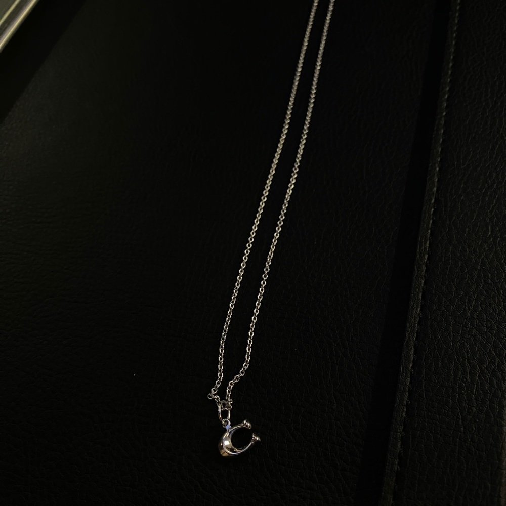 Coach Signature C Silver Plated Necklace Chain and Pendant